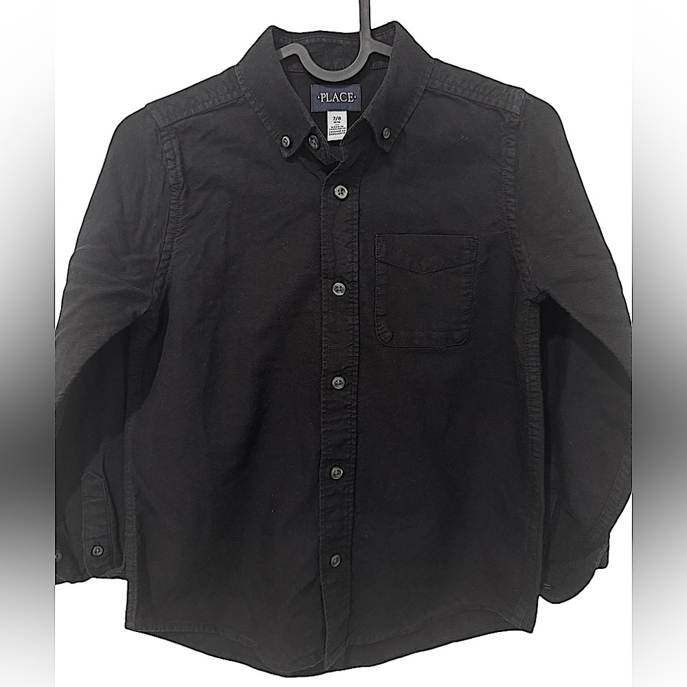 Boys Black Button Down Shirt Size Medium (7/8)